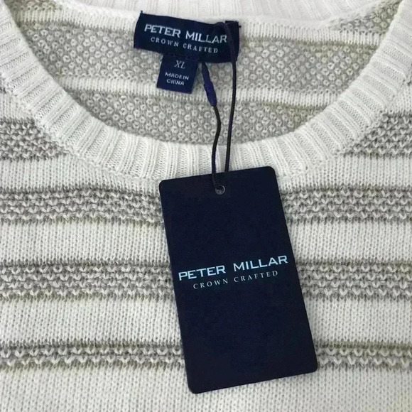 PETER MILLAR MEN’S XL MERINO WOOL MIDI STRIPE CREWNECK SWEATER NWT CLASSIC FIT - Picture 9 of 16